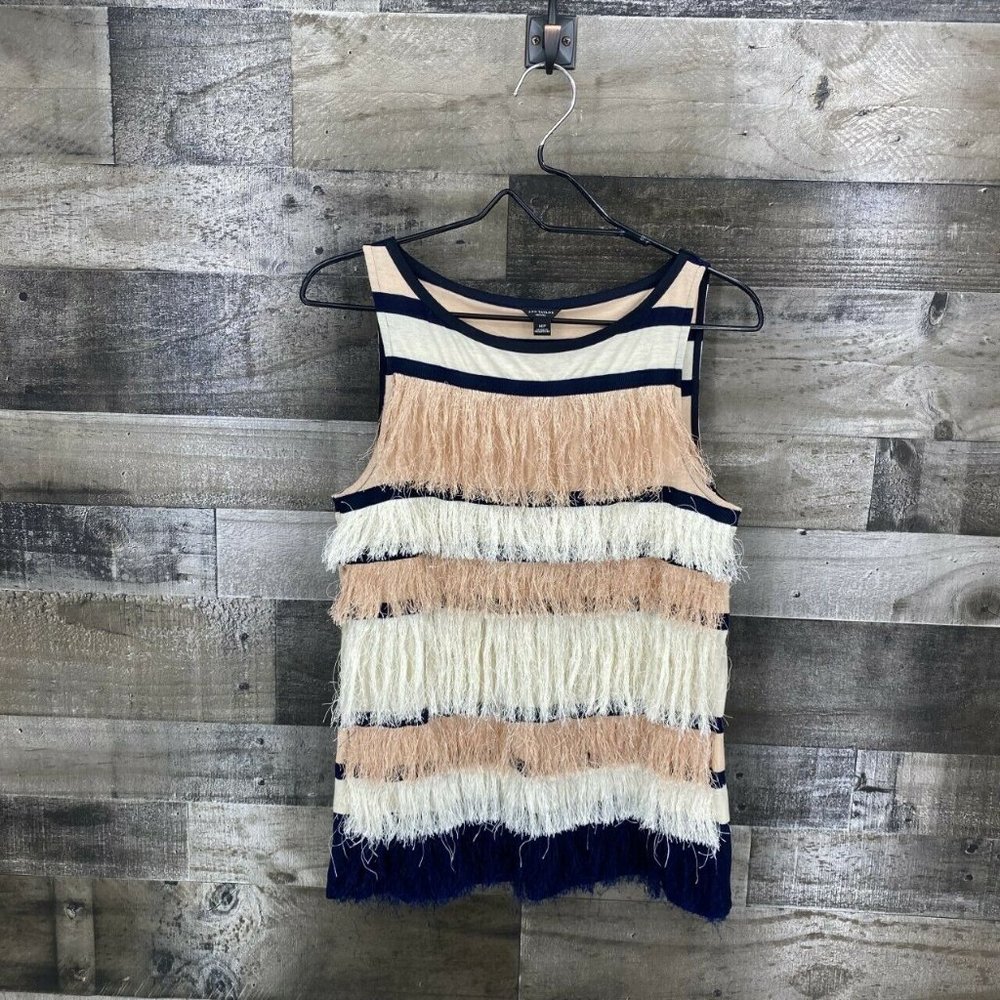 Ann Taylor Fringe Front Tier Sleeveless Top Sz MP